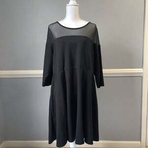 Torrid Black Sheer Yoke Fit Flare Dress Size 3 Plus Stretch Glam Showstopper